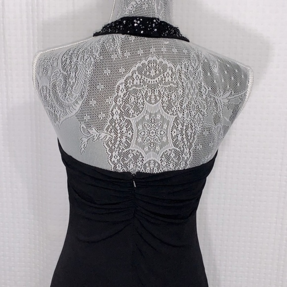Laundry by Shelli Segal black stretch halter long dress with beading.Size 8. EUC - Picture 4 of 15